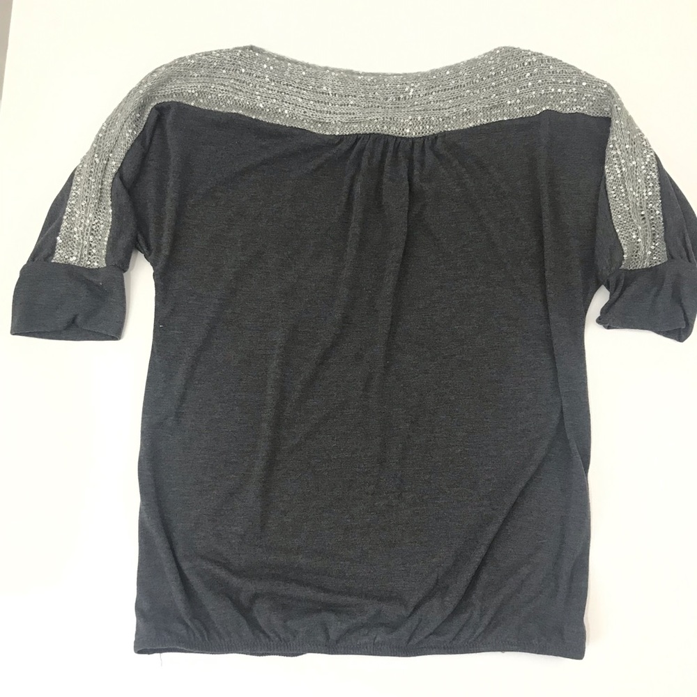 Promod Sequin and Knit Embellished Top SzS